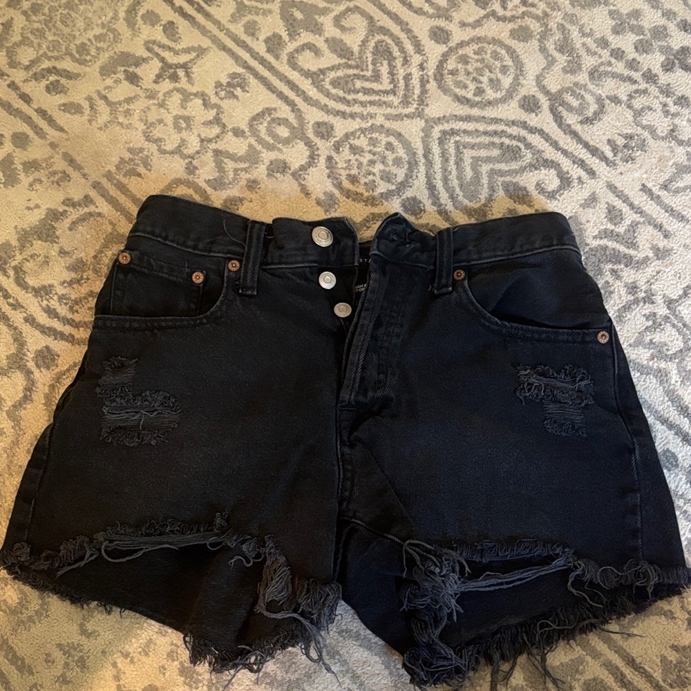 Aeropostale Black 90s High Rise Cut-Off Jean Shorts
